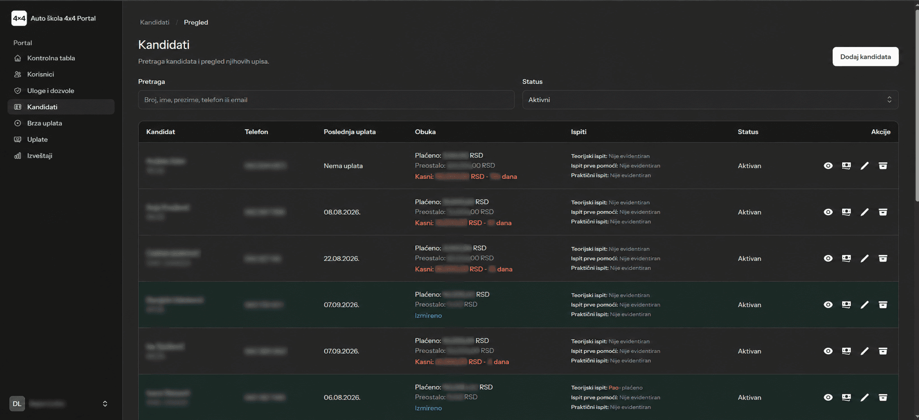 Autoskola 4x4 Web App